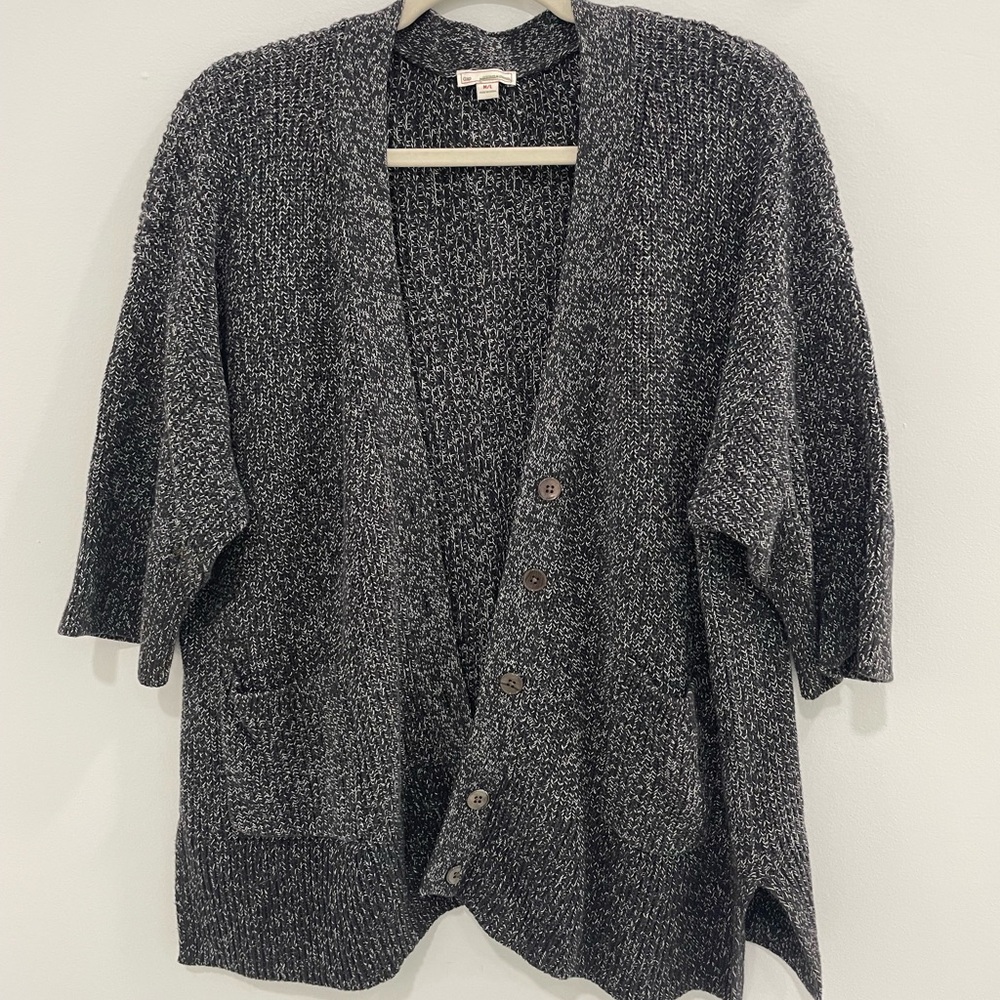 GAP Black and White Knit 100% Cotton Cardigan